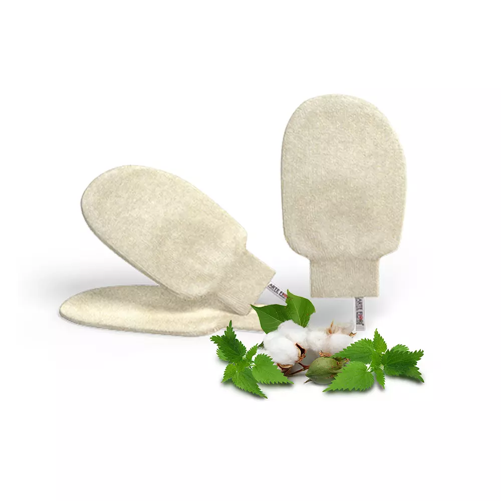 Pflegehandschuh mit Brennnesselfasern