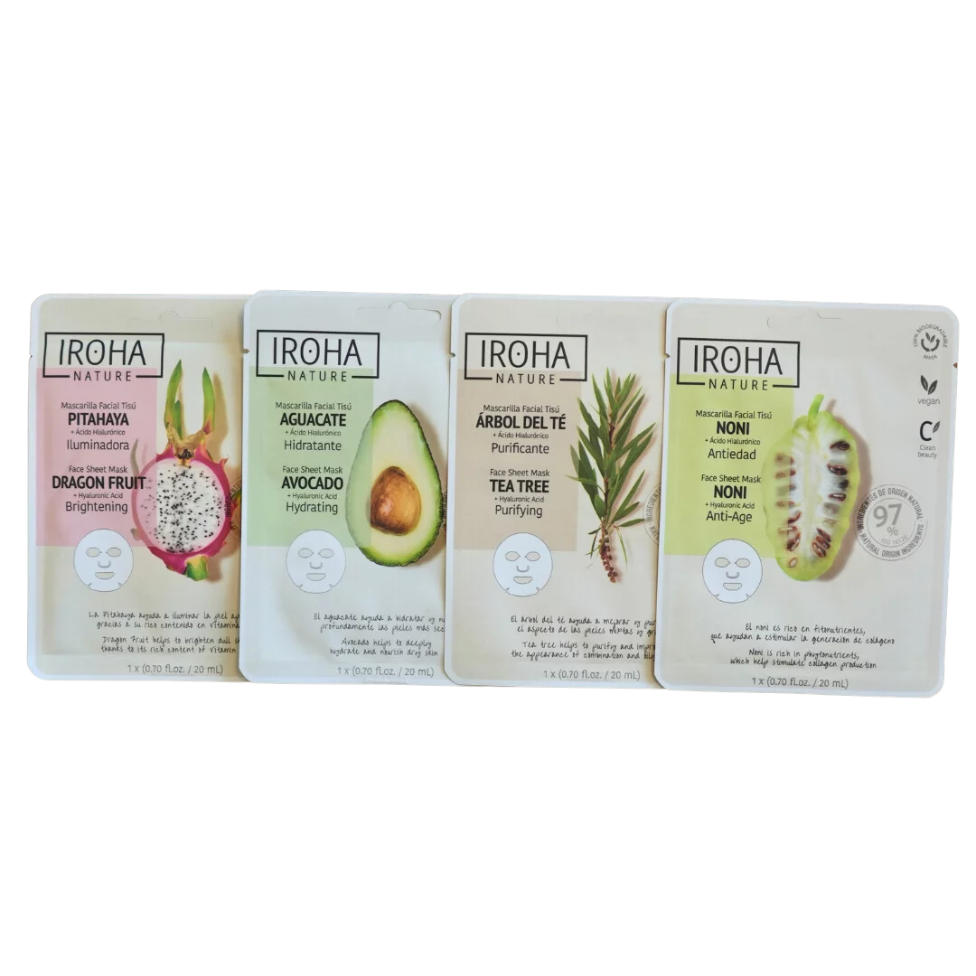 Probier-Set Vliesmasken: Inhalt: je 3x Vliesmasken: Avocado, Tea Tree, Noni, Dragon Fruit 