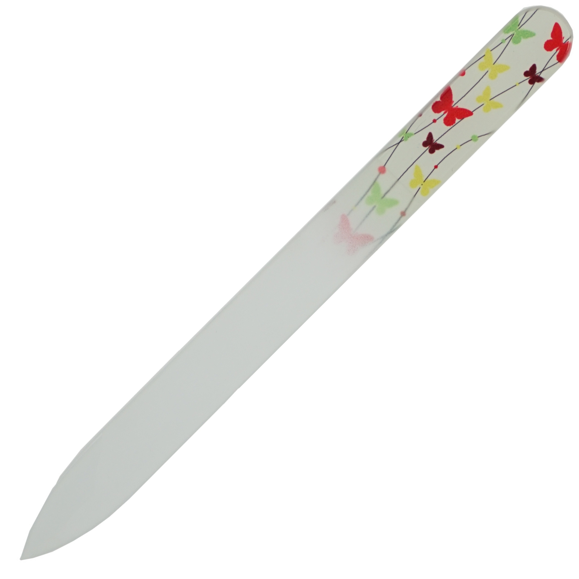 Glasfeile mit Blumen-Motiv