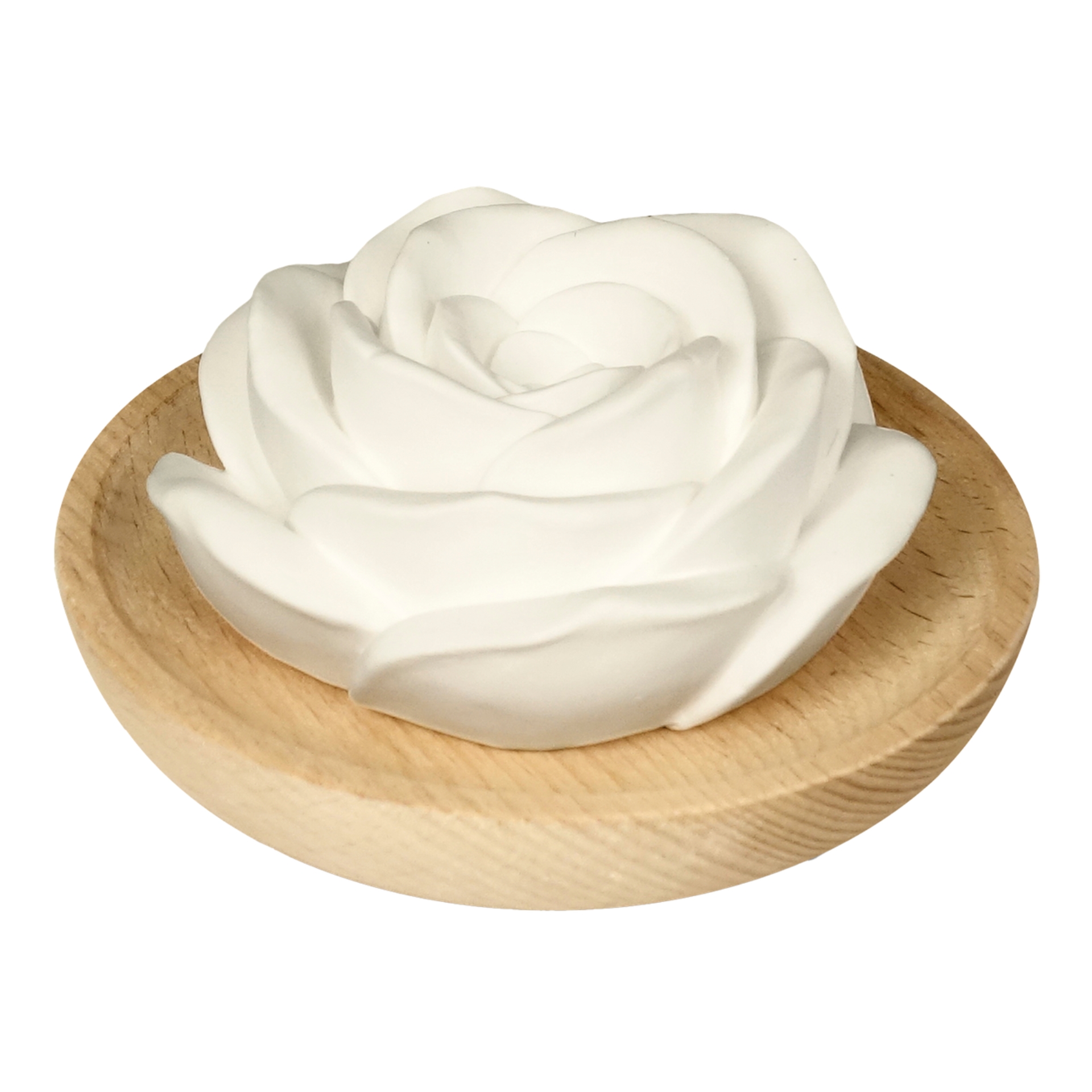 Duftstein Rose mit Holzteller